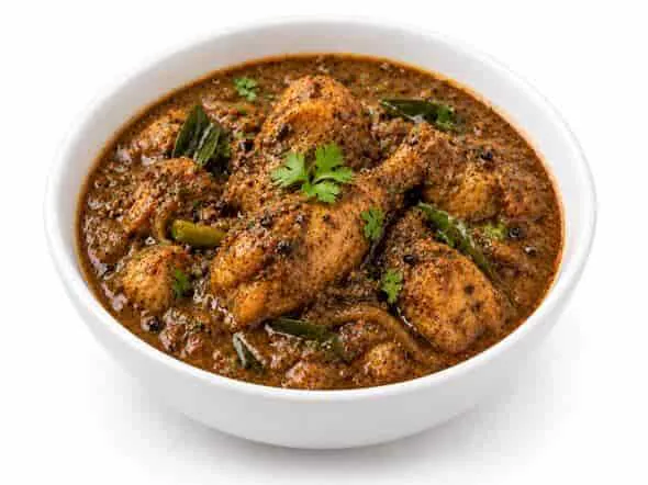Pepper Chicken Curry sharp aromatic spicy infused black peppercorns