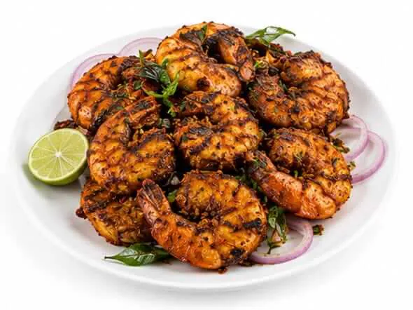Tawa Fried Prawns succulent coastal spice seared seafood